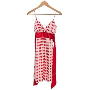 VTG Taboo Womens size S Red/ White Polka Dot Babydoll V-Neck Dress Retro Y2K NWT